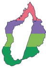Forme de Madagascar aux couleurs du logo